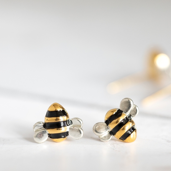 Honey Bee Earring Studs (S925) - Only 1 left! - Picture 5 of 6